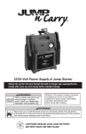 Clore Automotive 12 Volt Power Supply & Jump Starter JNCXF Instruction manual