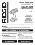 RIDGID R86007 Operator`s manual