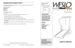 Weslo Cadence 1020 Treadmill User`s manual