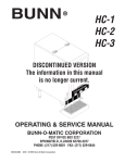 Bunn HC-3 Service manual