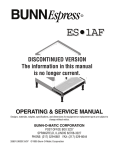 Bunn Espress ES.1AF Service manual