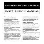 Black Widow Security BW FM 250 Installation manual