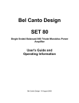Bel Canto Design SET 80 User`s guide