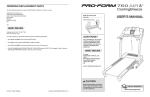 ProForm 760 Air Treadmill User`s manual