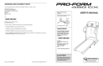 ProForm 490 Cx Treadmill User`s manual