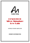 Audio Note CONQUEROR Silver Signature Low Gain Specifications