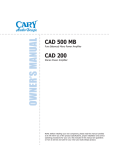 Cary Audio Design CAD 200 Owner`s manual