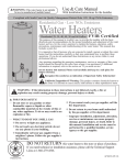Reliant FVIR GAS WATER HEATER Operating instructions