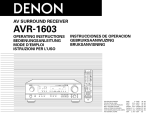 Denon AVR 1603 - AV Receiver Operating instructions