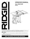 RIDGID TS3650 Operator`s manual