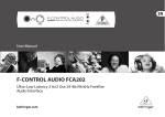 Behringer F-Control Audio FCA202 User manual