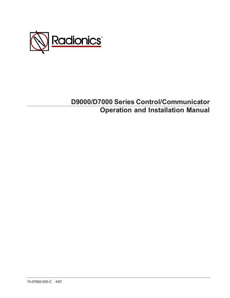 Radionics D7212 Program Entry Guide bexsonar