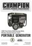 Champion PORTAbLE GENERATOR Owner`s manual