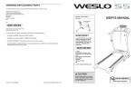 Weslo Cadence S5 Treadmill User`s manual
