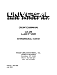 Universal Laser Systems X-600 Specifications