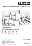 Miele K 1901 Vi User Guide Manual PDF - Fridge