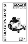 Dixon Zeeter Classic ZTR 2002 Operator`s manual