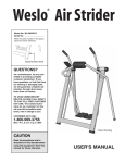 Weslo AIR STRIDER User`s manual