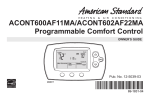 American Standard ACONT600AF11MA Operating instructions