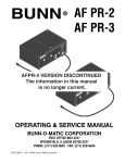Bunn AF PR-3 Service manual