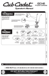 Cub Cadet GC145 Operator`s manual