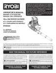 Ryobi RY08420 Operator`s manual