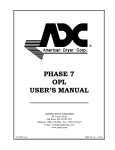 American Dryer Corp. AD-310 Phase 7 User`s manual