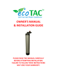 EcoTAC Salt-Free Hard Water Conditioner Owner`s manual