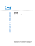 Cary Audio Design CAA 1 Owner`s manual