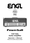 Engl Full Tube Guitar Amplifier Operator`s manual