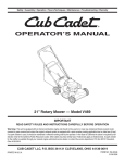 Cub Cadet CC350 Operator`s manual