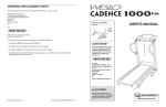 Weslo Cadence 1000fm Treadmill User`s manual