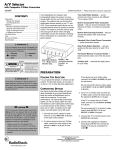 Radio Shack Audio/ Video Remote Control Owner`s manual