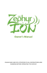 Zephyr ION Owner`s manual