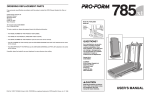 Pro-Form 785xt User`s manual