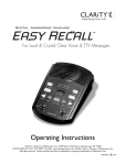 Clarity Easy Recall Operating instructions
