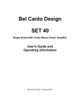 Bel Canto Design SET 40 User`s guide