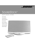 Bose SoundDock SOUNDDOCKTM DIGITAL MUSIC SYSTEM Operating instructions