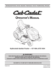Cub Cadet GTX1054 Operator`s manual