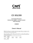 Cary Audio Design CAD 200 Owner`s manual