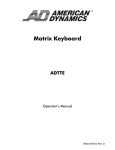 American Dynamics ADTTE Operator`s manual