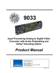 Cobalt Digital Inc 9033-SD Product manual