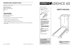 Weslo Cadence 45 Treadmill User`s manual