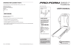 ProForm 360 P Treadmill User`s manual