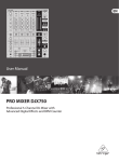 Behringer PRO MIXER DJX750 User manual