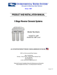 Environmental Water Systems RU500T35 w/BP Installation manual