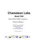 Chameleon Labs 7802 Owner`s manual