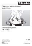Miele Ventilation System Technical data