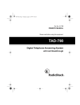 Radio Shack TAD-798 Owner`s manual