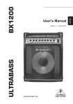 Behringer ultrabass BX1200 SPEAKERS User`s manual